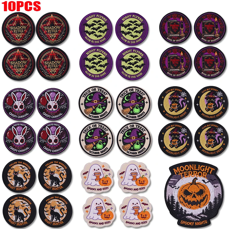 Parche termoadhesivo Halloween calabaza y fantasma bordado para ropa