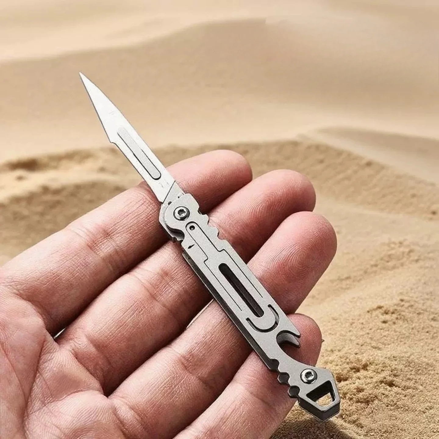 Cuchillo EDC acero inoxidable apertura rápida plegable con abrebotellas - imagen 3