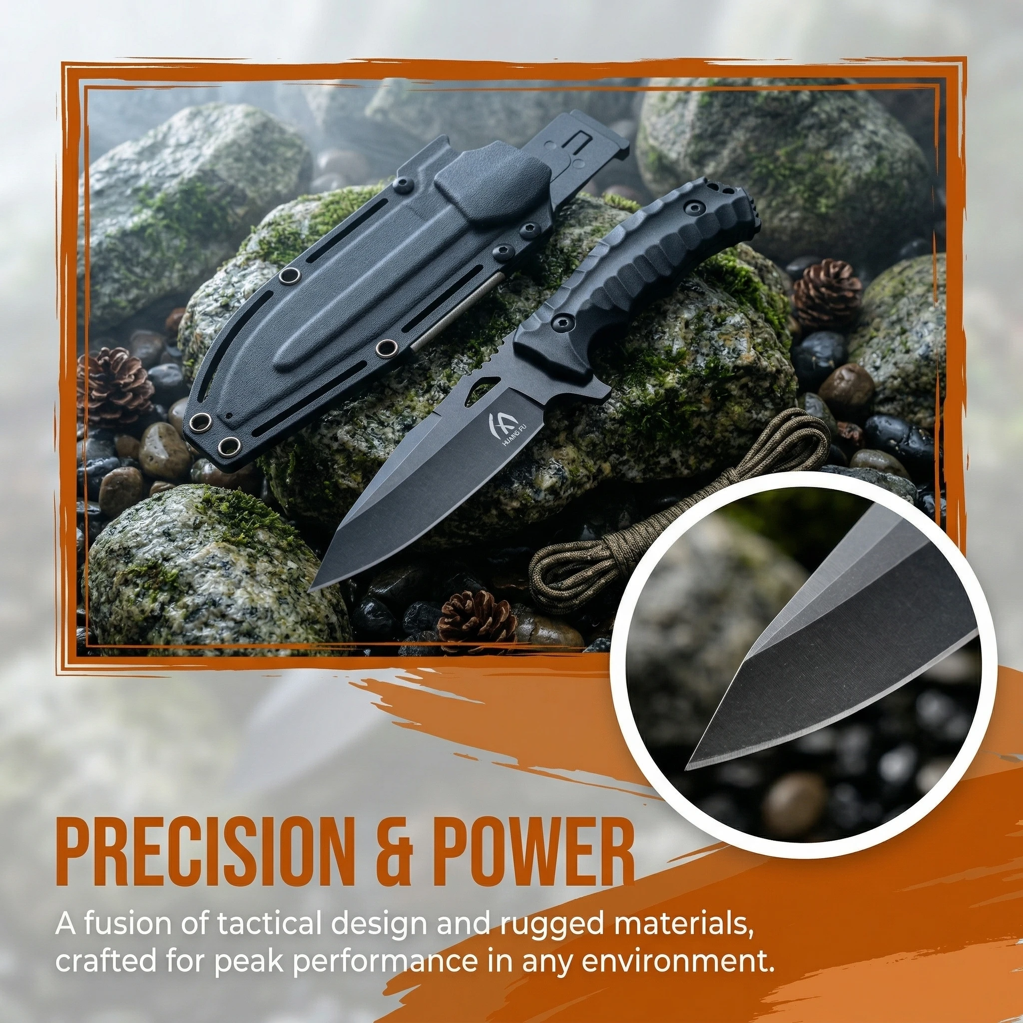 Cuchillo táctico mango G10 y funda para al aire libre - imagen 3