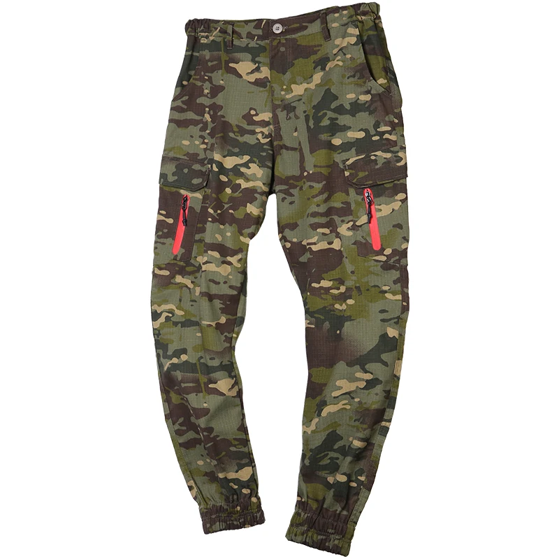Emerson Gear Pantalón táctico camuflaje tobillo cremallera roja