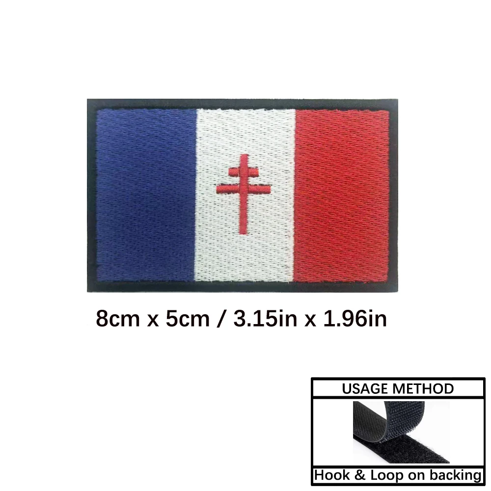 Parche bordado de Francia con Cruz de Lorena y bandera FFI - imagen 2