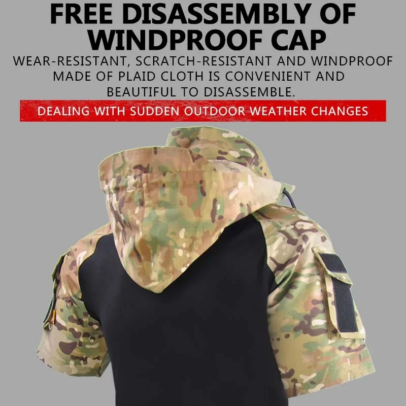 Camiseta táctica hombre camuflaje combate – Algodón softair senderismo caza - imagen 3