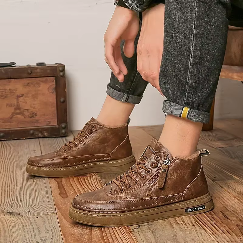 Botas nieve impermeable para hombre piel cálida trabajo exterior - imagen 3