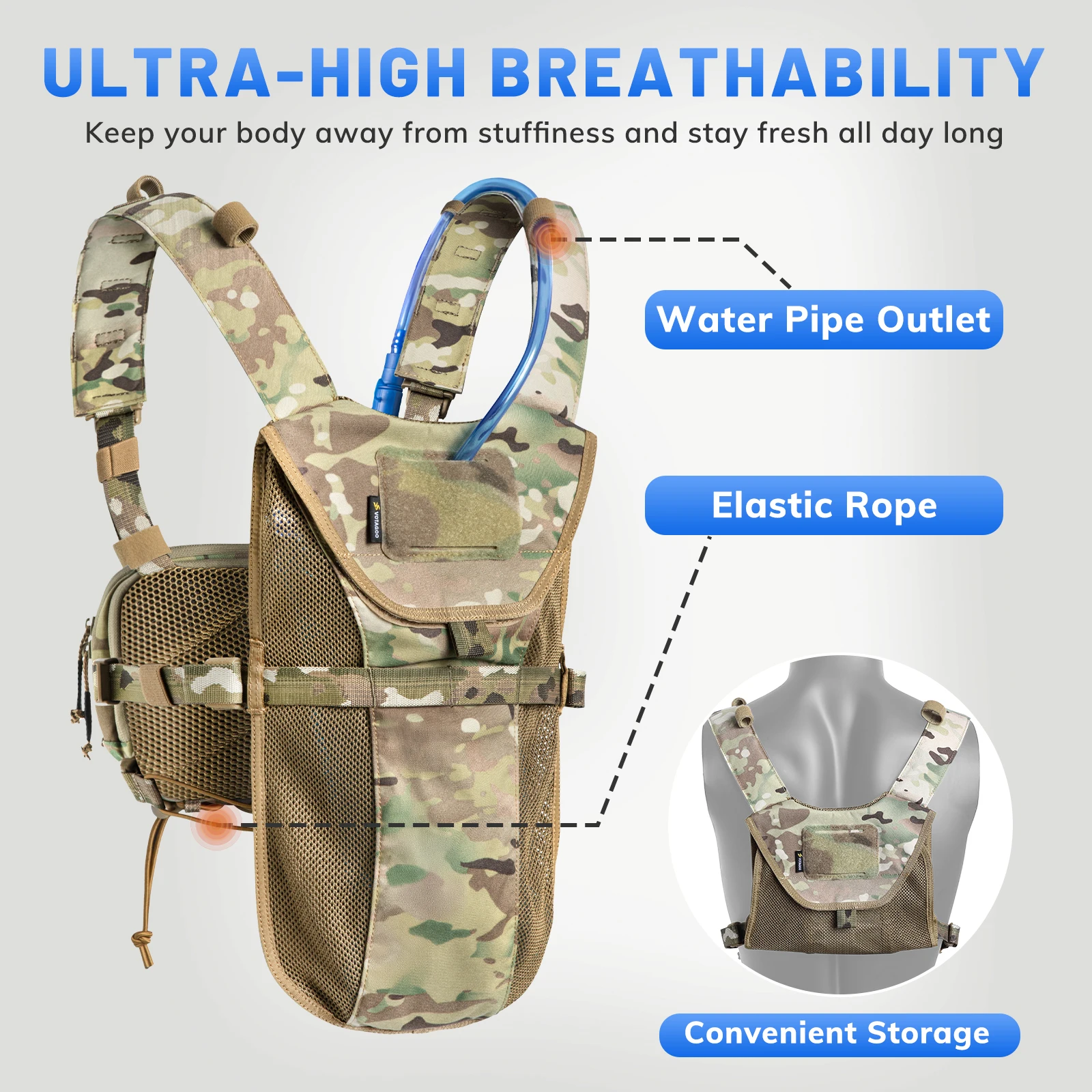 VOTAGOO Chaleco de hidratación ligero trail con bolsa de agua - imagen 2