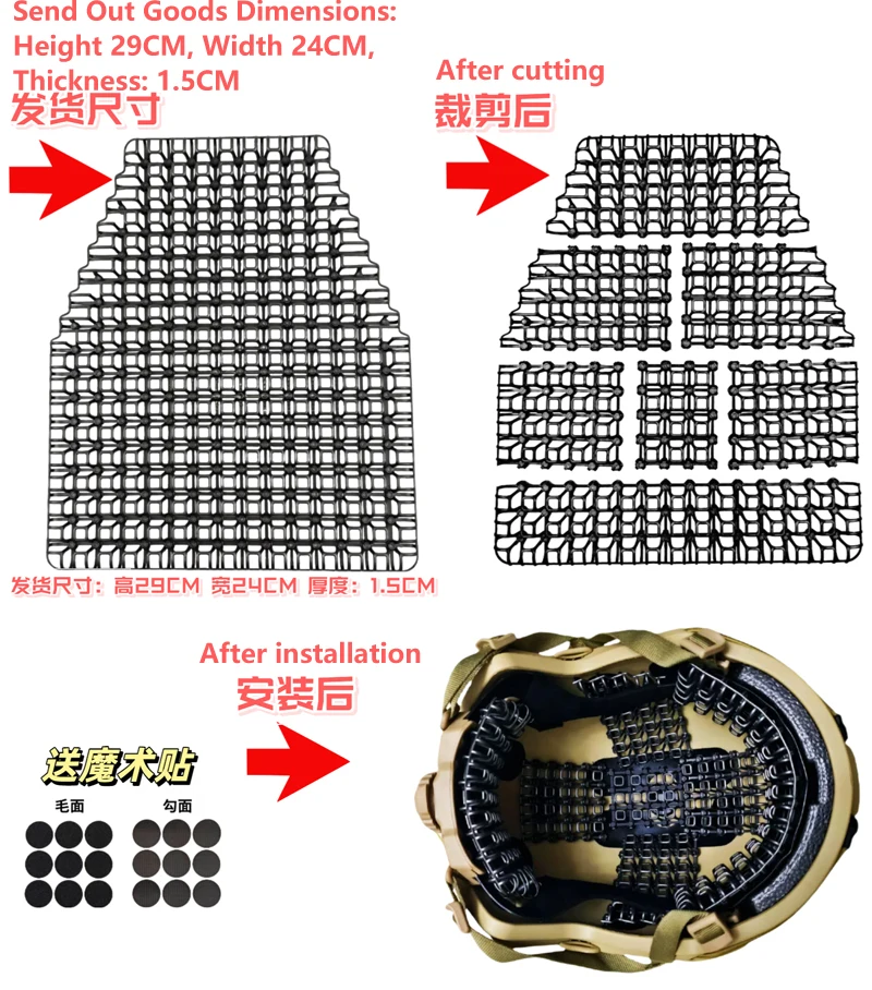 Forro interior casco táctico ventilado, amortiguación y transpirable - imagen 4