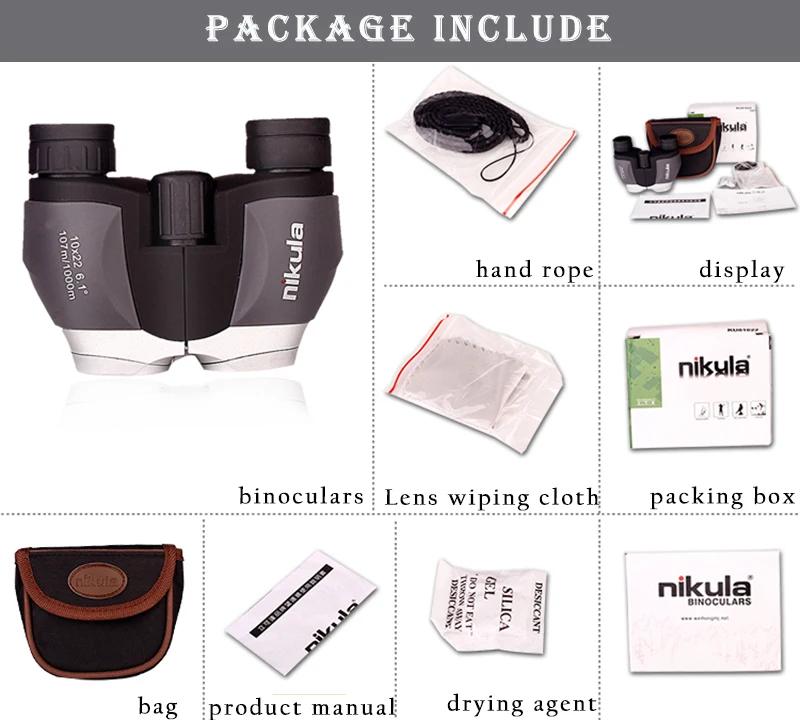 Binoculares Nikula 10X22 HD en mano