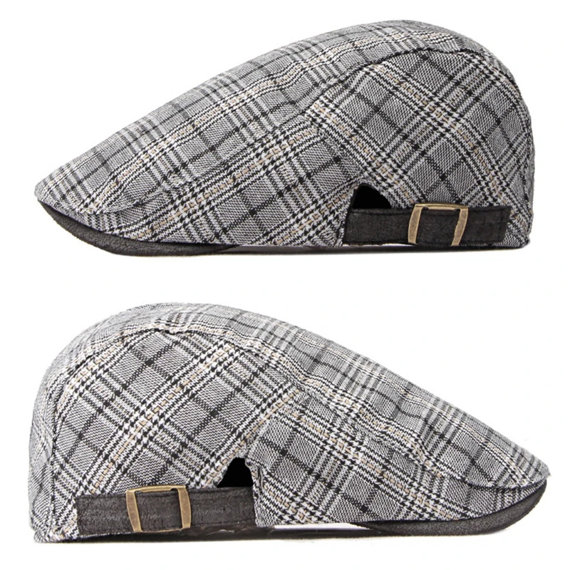 Boina táctica cuadros espiga con visera ajustable estilo Gatsby - imagen 4