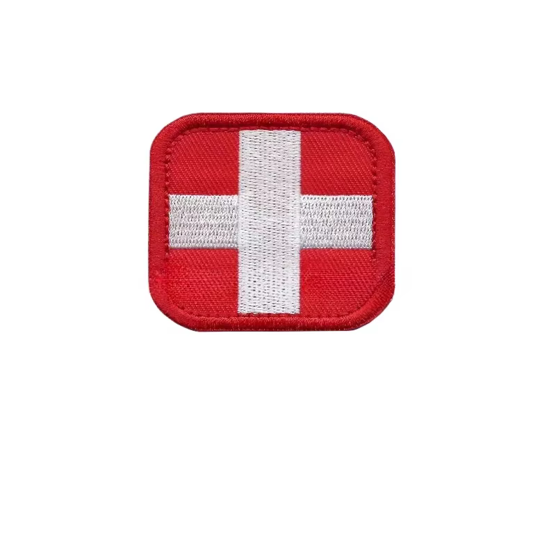 Parche táctico de cruz médica con velcro, gancho y bucle roja o blanca - imagen 2