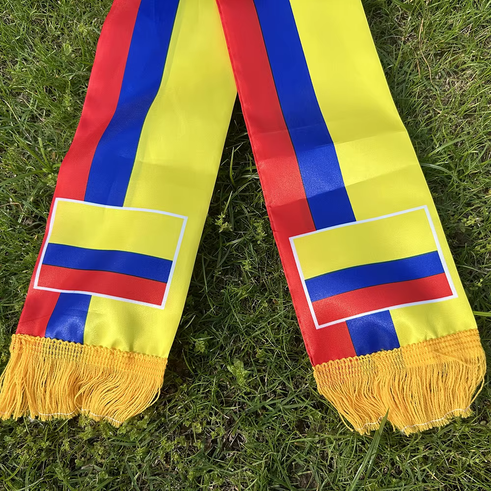 Sky Flag bufanda satén bandera Colombia doble cara con borlas - imagen 4