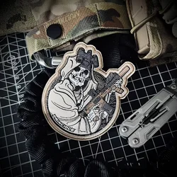 Parche táctico bordado calavera guerrero – gancho y bucle para mochila