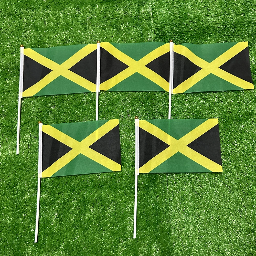 Bandera de mano Jamaica doble cara para deportes y decoración hogar