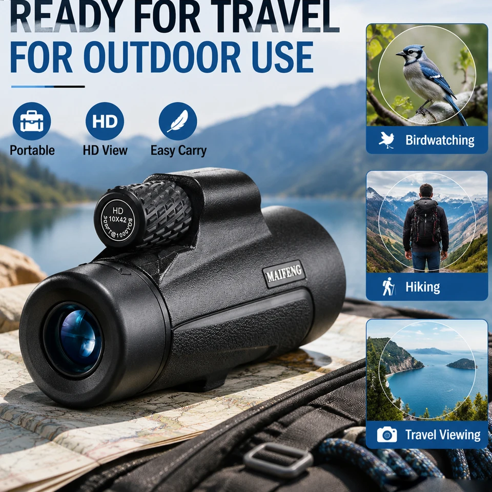 Monocular HD compacto con prisma BAK4 para senderismo