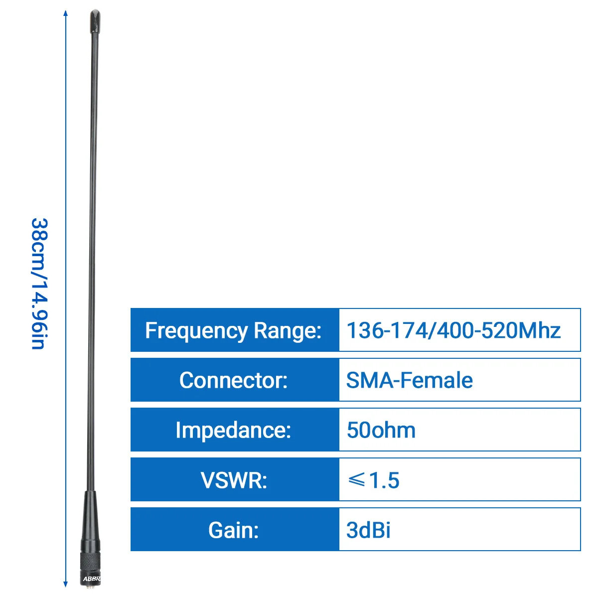 Antena doble banda alta ganancia ABBREE AR-771 PRO SMA hembra - imagen 5
