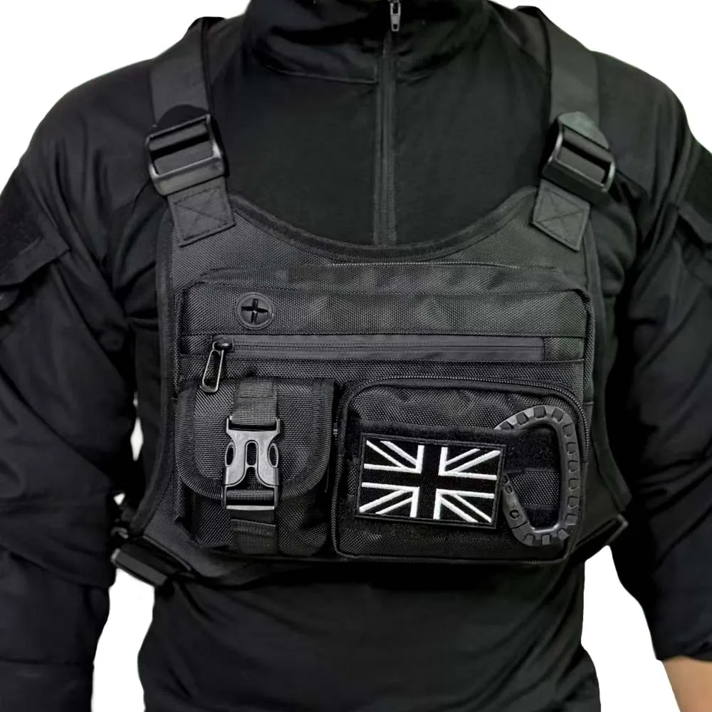 Chaleco táctico impermeable con bolsillos pecho y parche - imagen 5