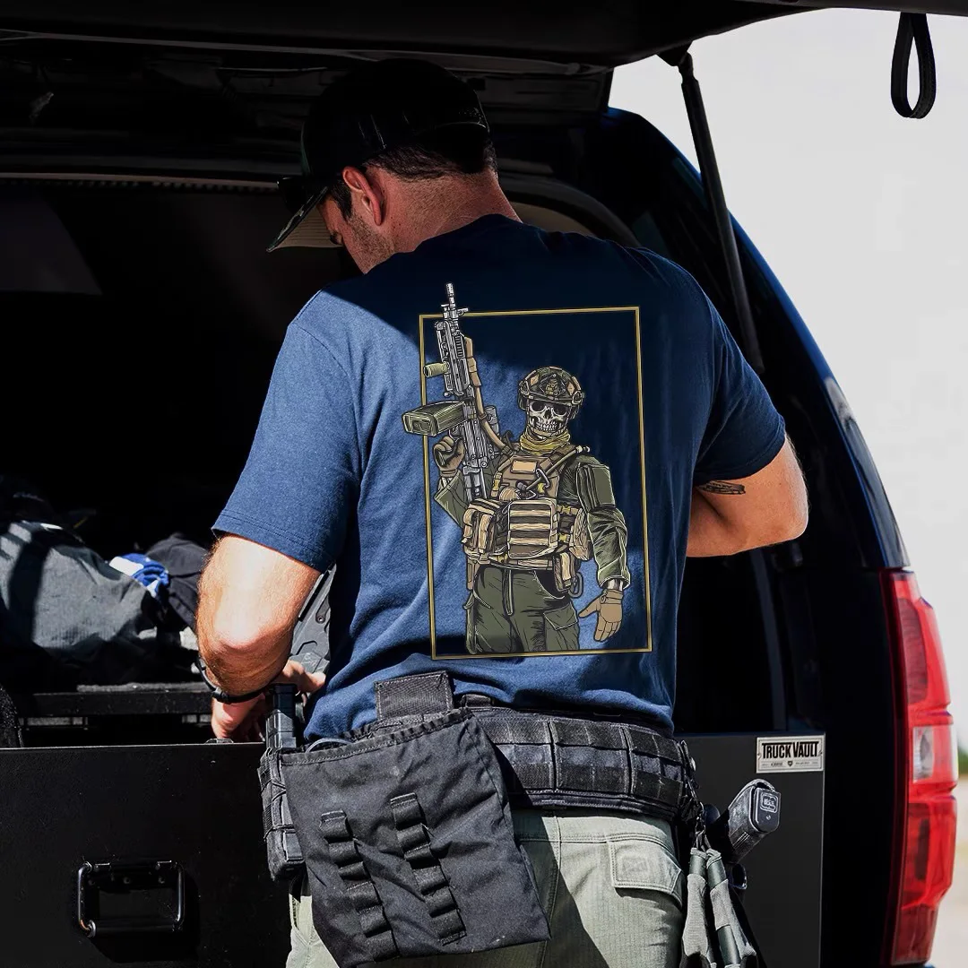 Tough Guy Club camiseta militar de algodón puro, estampado manga corta - imagen 2