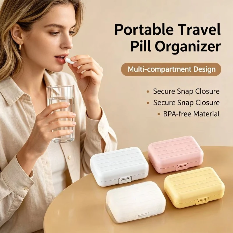 Pastillero portátil con doble sellado y compartimento a presión - imagen 4