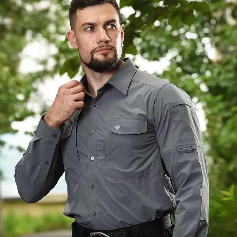 HAN WILD Camisa táctica de secado rápido transpirable con bolsillos - imagen 3