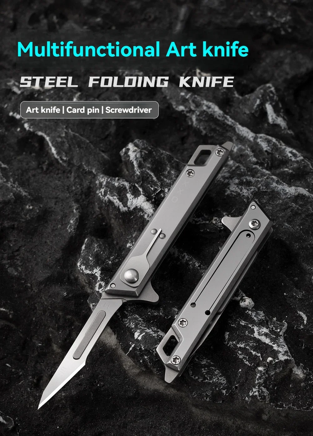 Vista general del cuchillo plegable y su formato EDC