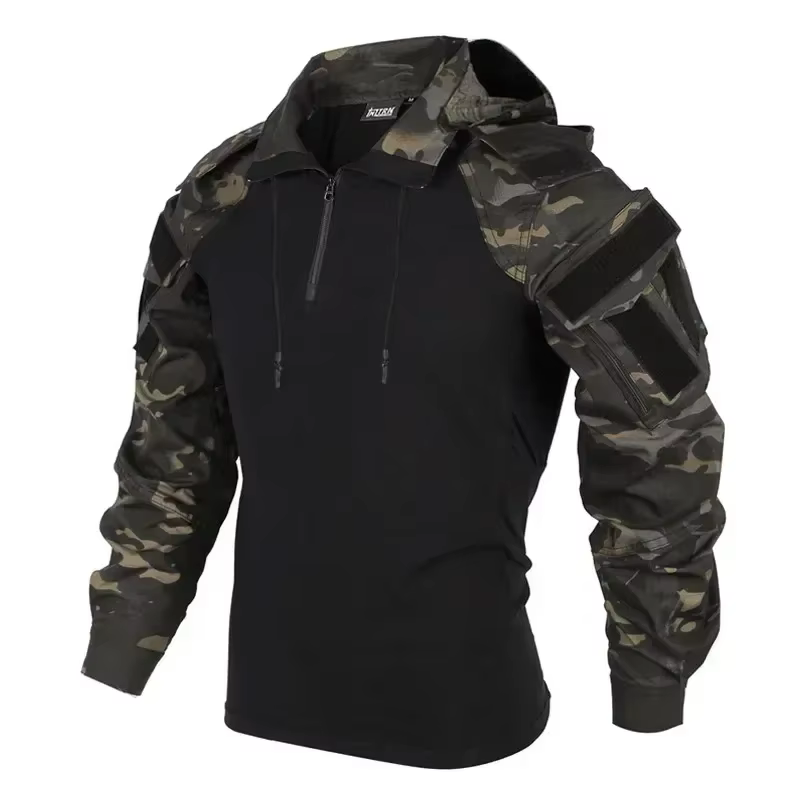 Camiseta táctica para hombre manga larga con capucha y cremallera 1/4 - imagen 5