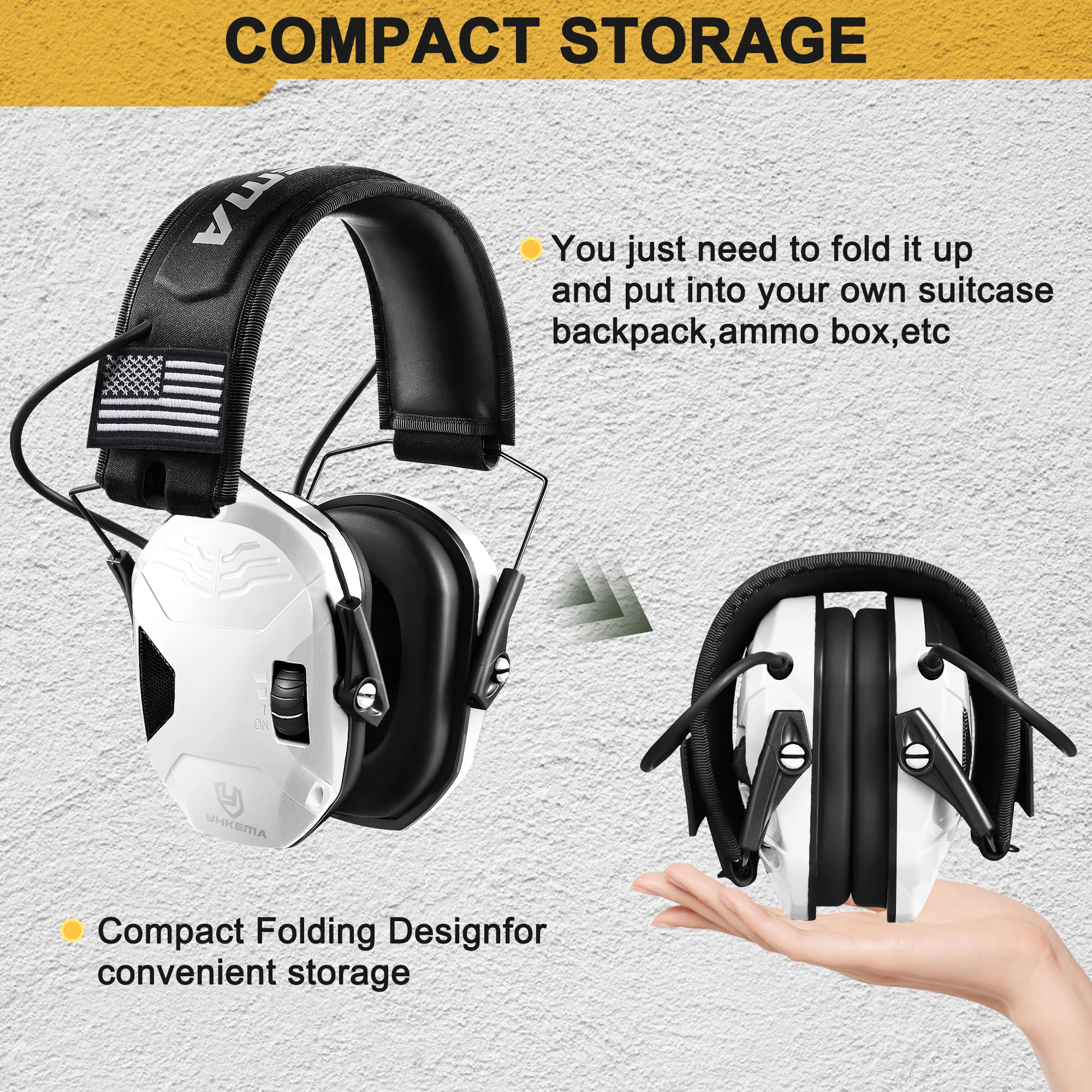 Auriculares tácticos YHKEMA plegables con ANC y funda antimpacto - imagen 5
