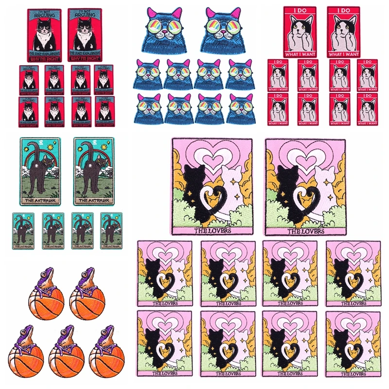 Parche con motivos de Tarot, gato y rana
