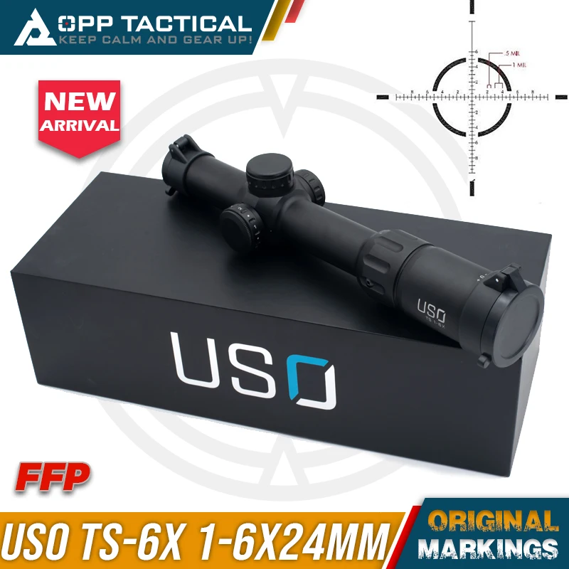 USO Optics TS-6X mira telescópica FFP retícula roja y tubo 30 mm