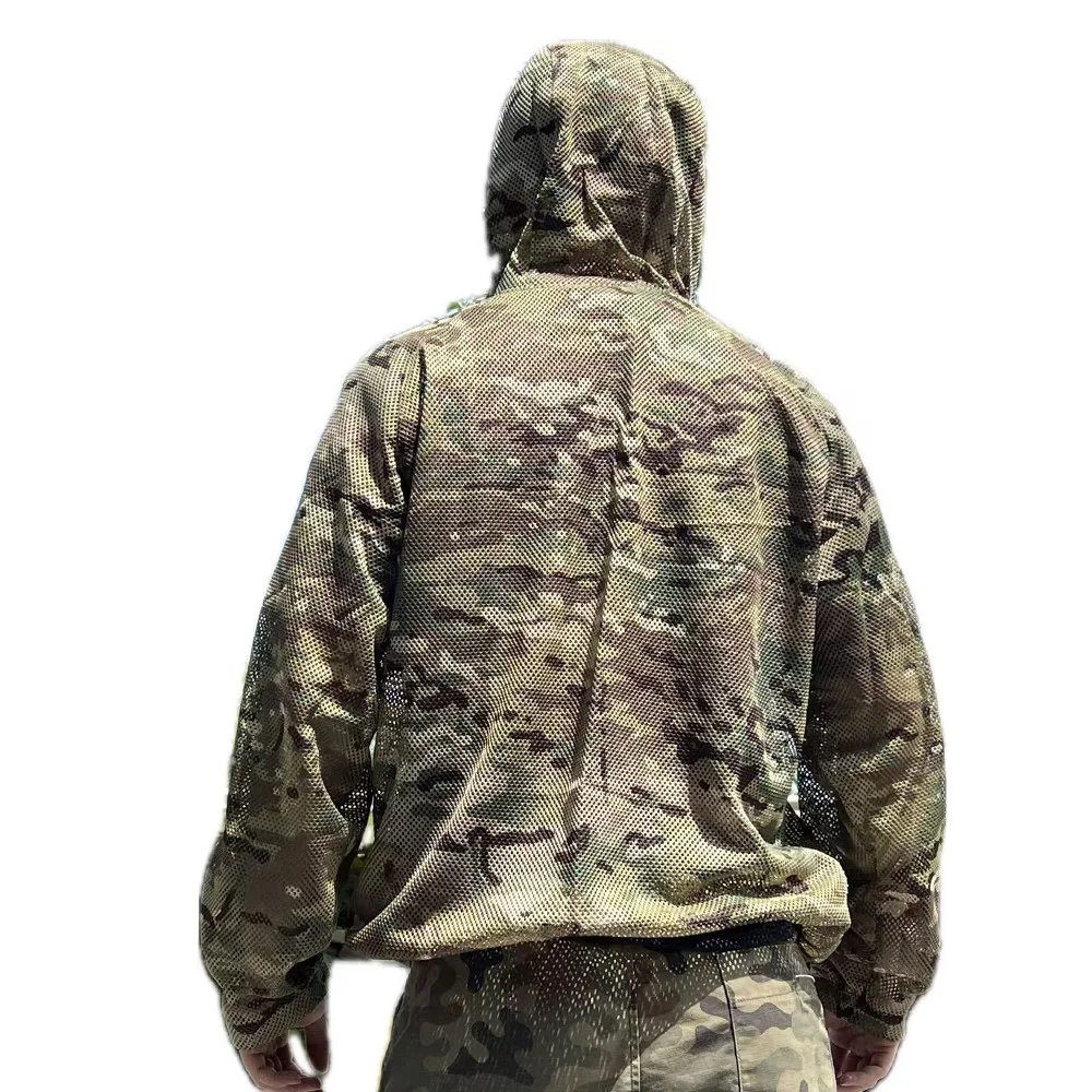Chaqueta táctica capucha mesh ligera transpirable ghillie camuflaje - imagen 2
