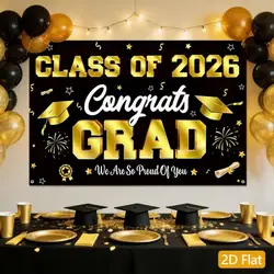Fondo para fotomatón graduación tela poliéster negro dorado
