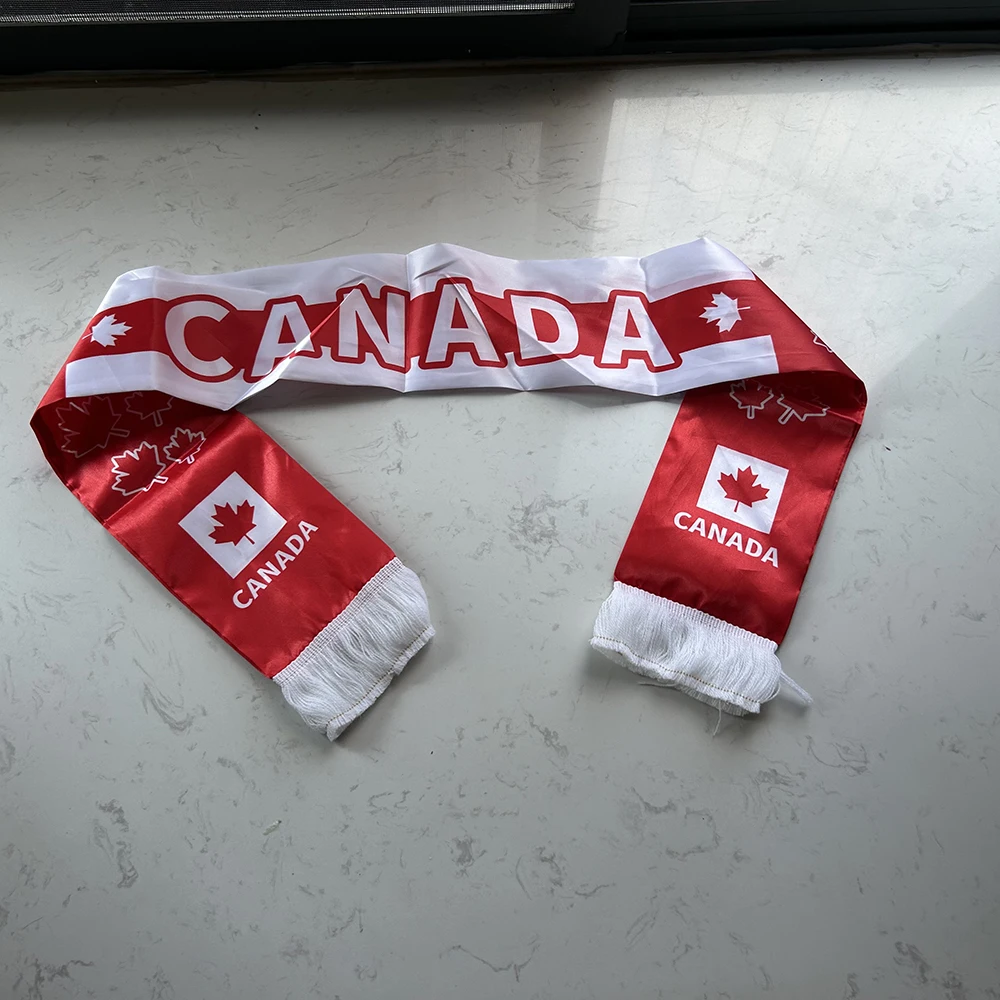 Bufanda satén bandera Canadá doble cara – Borlas para aficionados - imagen 2