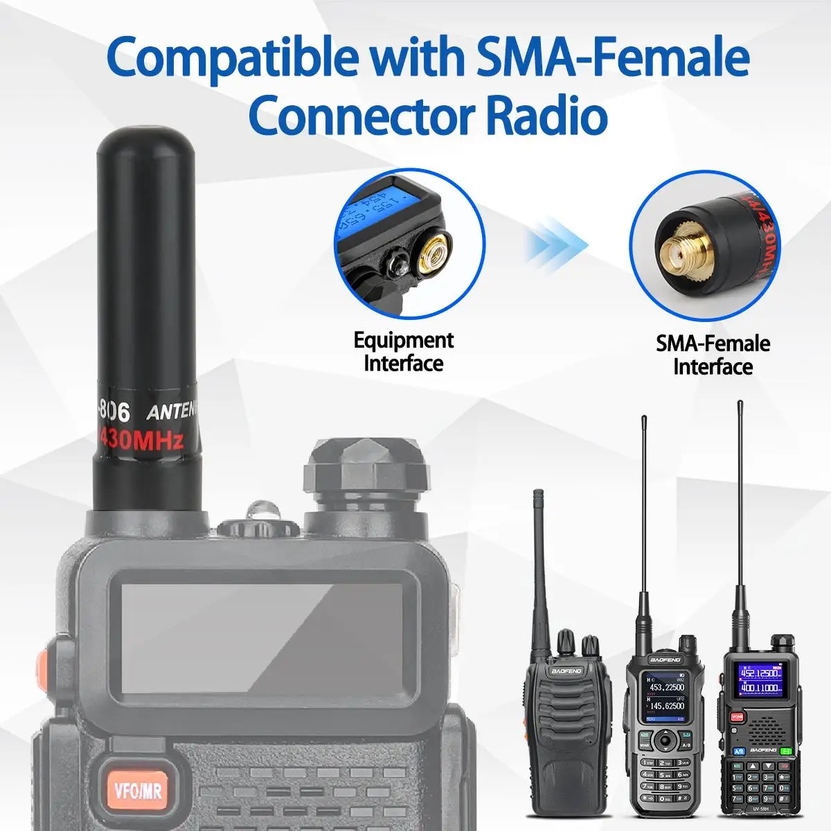 Antena SMA hembra VHF UHF alta gain para Baofeng UV-5R - imagen 3