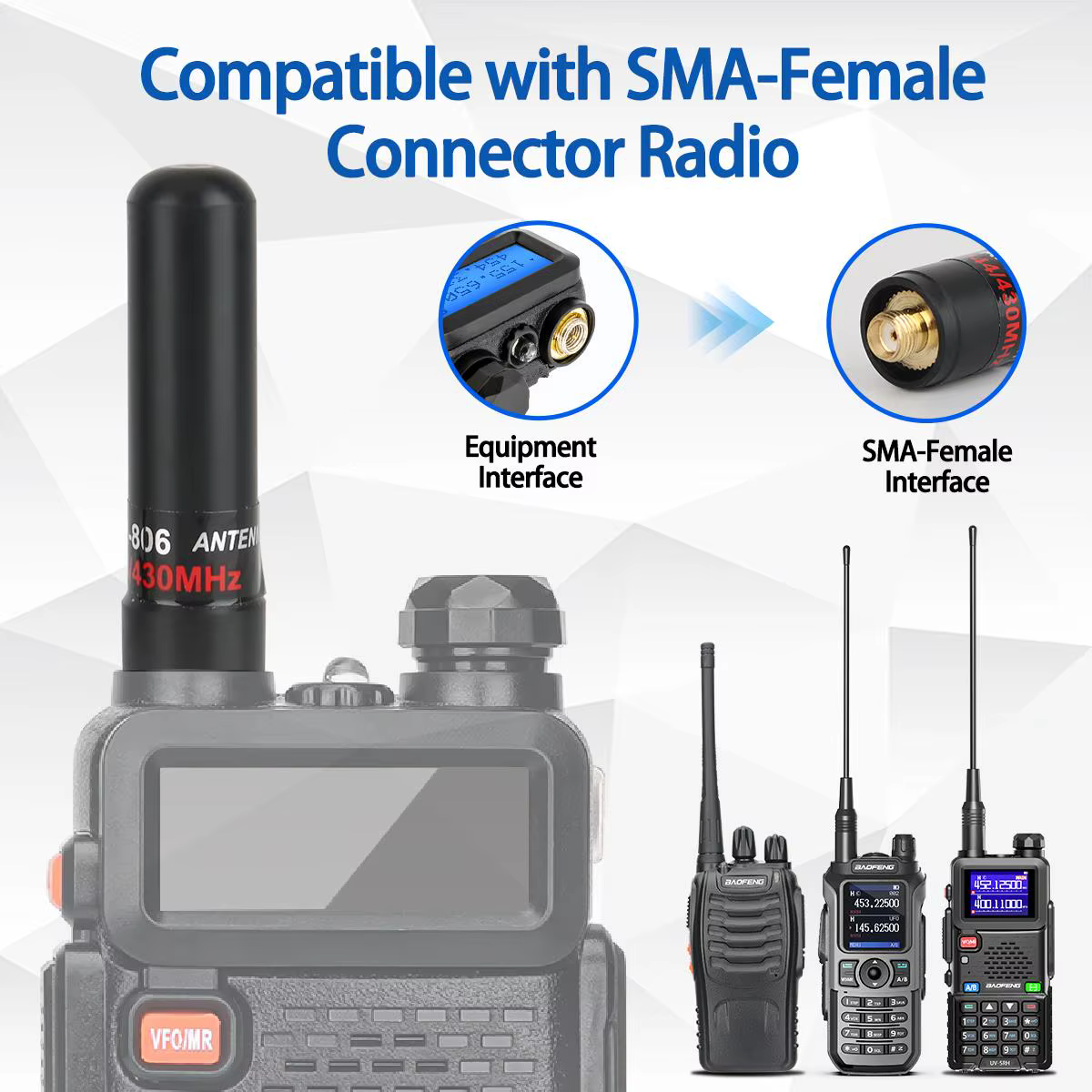 Antena SMA hembra VHF UHF alta gain para Baofeng UV-5R - imagen 3