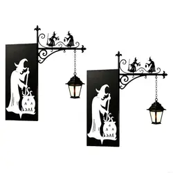 Topes de libros decorativos bruja con linterna – Metal negro para estantería