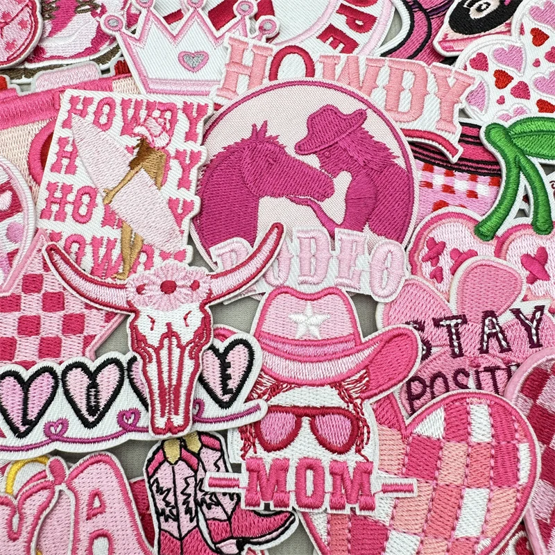 Parche bordado termoadhesivo cereza con corazón rosa infantil - imagen 5