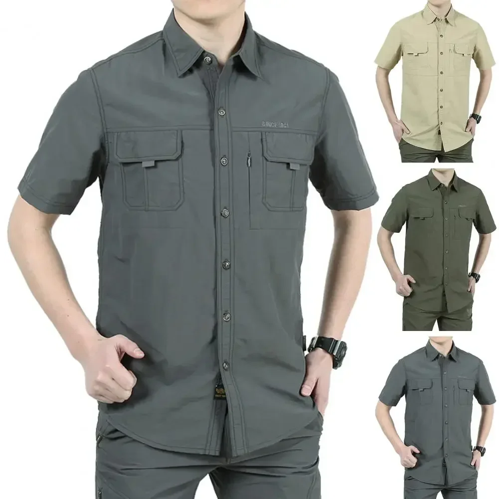 Camisa táctica manga corta hombre secado rápido cuello camisero - imagen 3