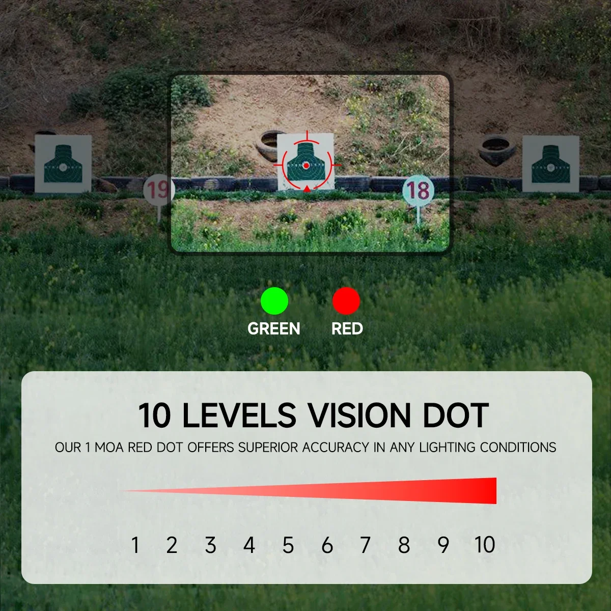 Mira táctica de punto rojo Gen I/II para caza y airsoft - imagen 4