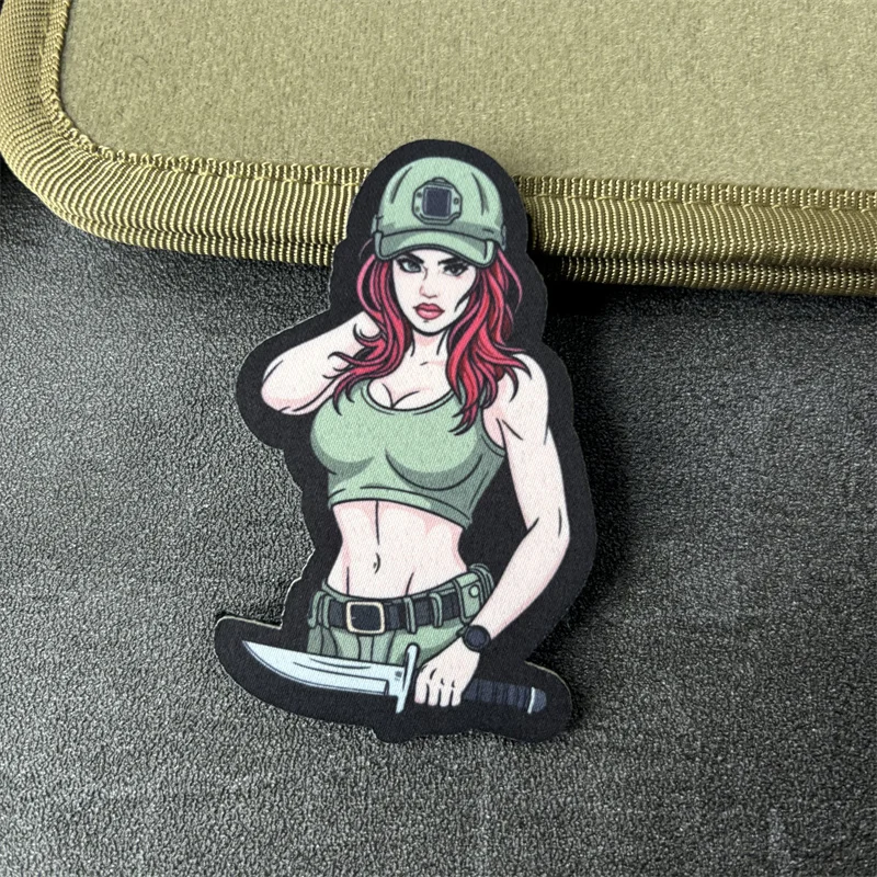 Parche táctico de chica anime con velcro, insignia de moral - imagen 4