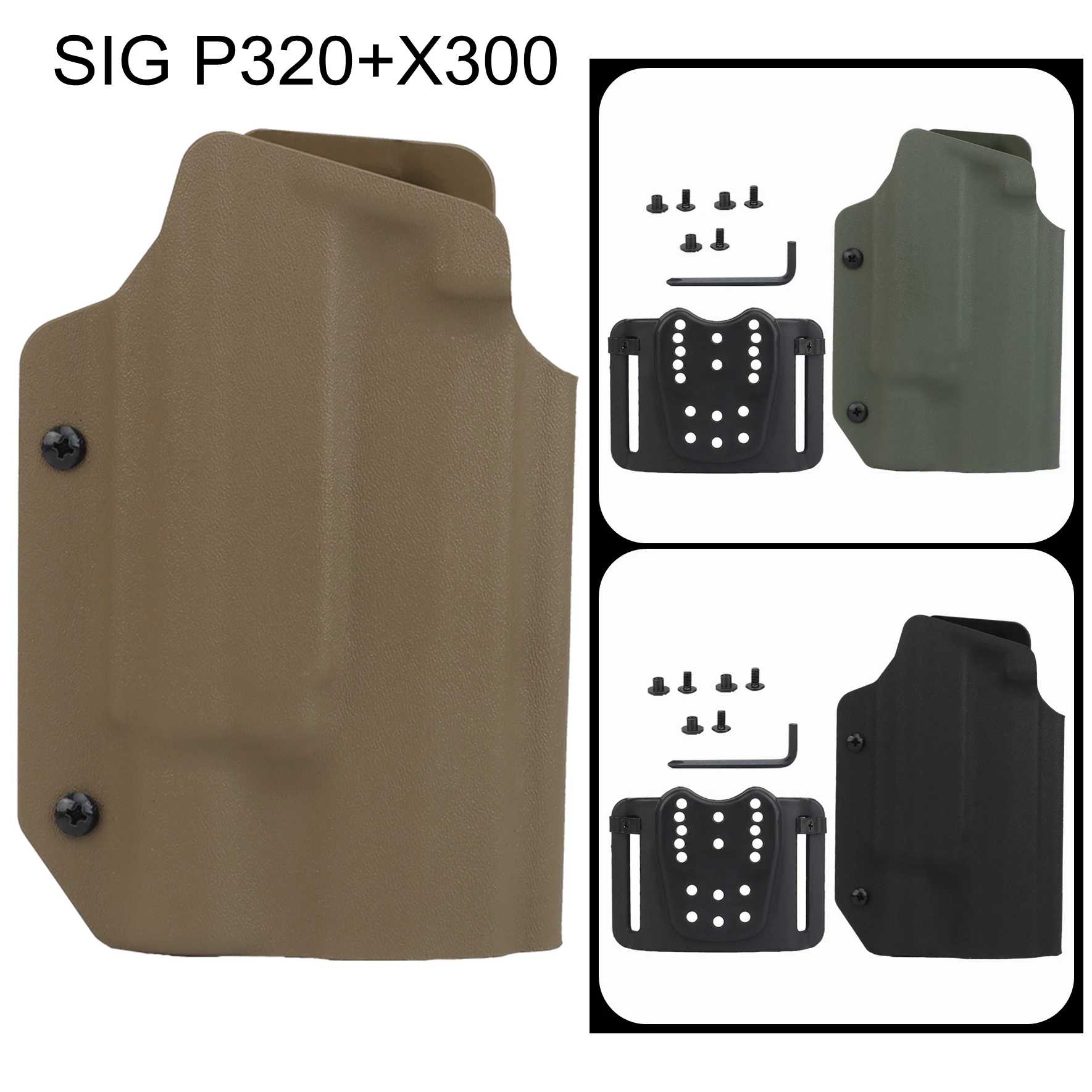 Funda táctica Kydex SIG P320 derecha 9mm/.40 linterna rápida X300