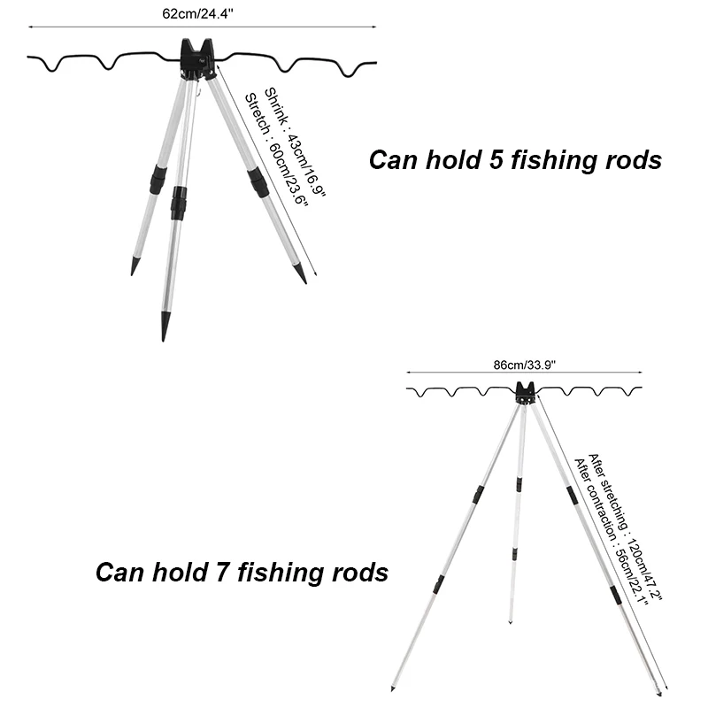 Soporte trípode telescópico para cañas, apoyo portátil de pesca - imagen 2
