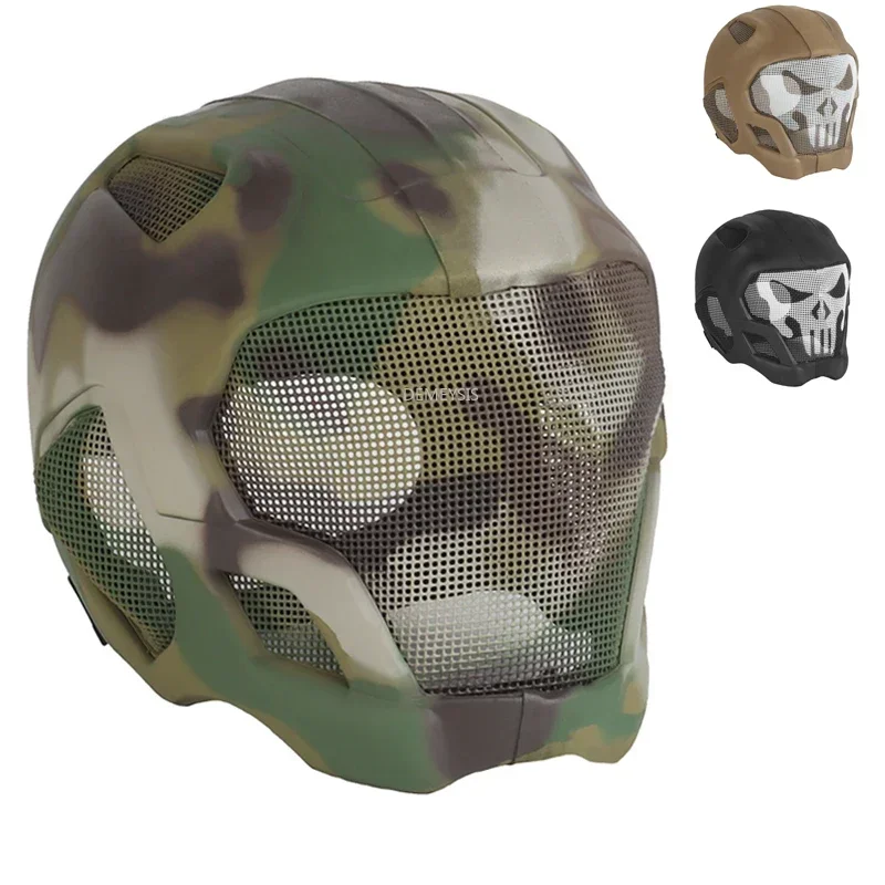 Casco tactico ajustable con malla de acero para Paintball exteriores