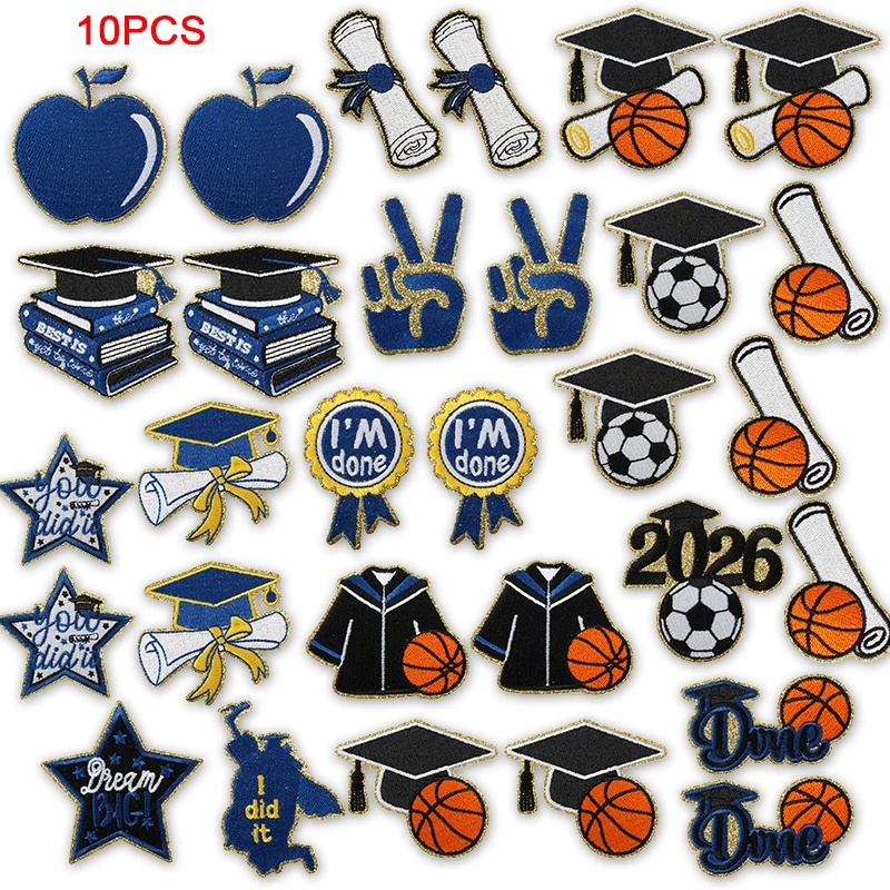 Parche bordado graduación 2026 baloncesto fútbol – termoadhesivo