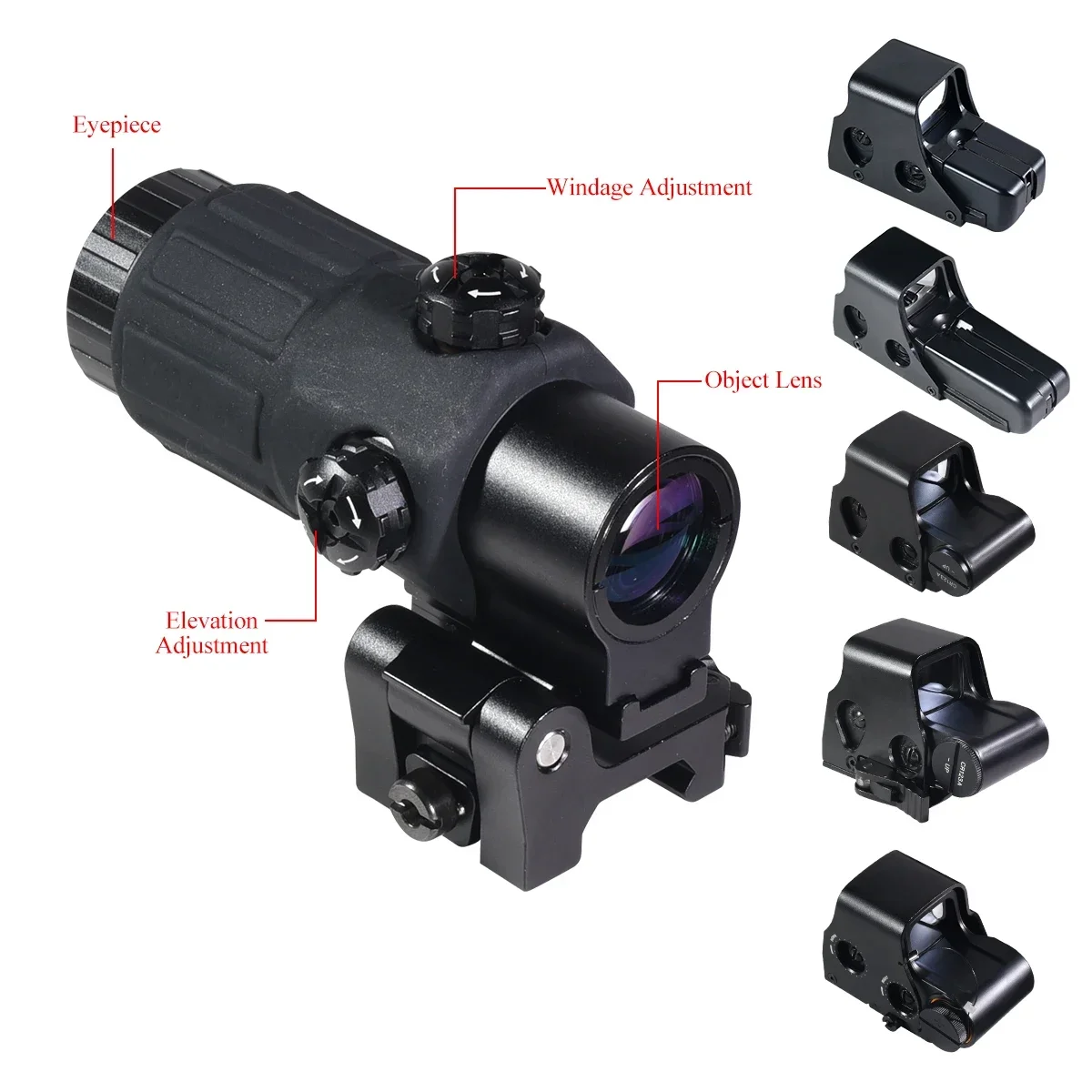 EOCH G33 mira holográfica abatible con lupa 3x para rifle caza