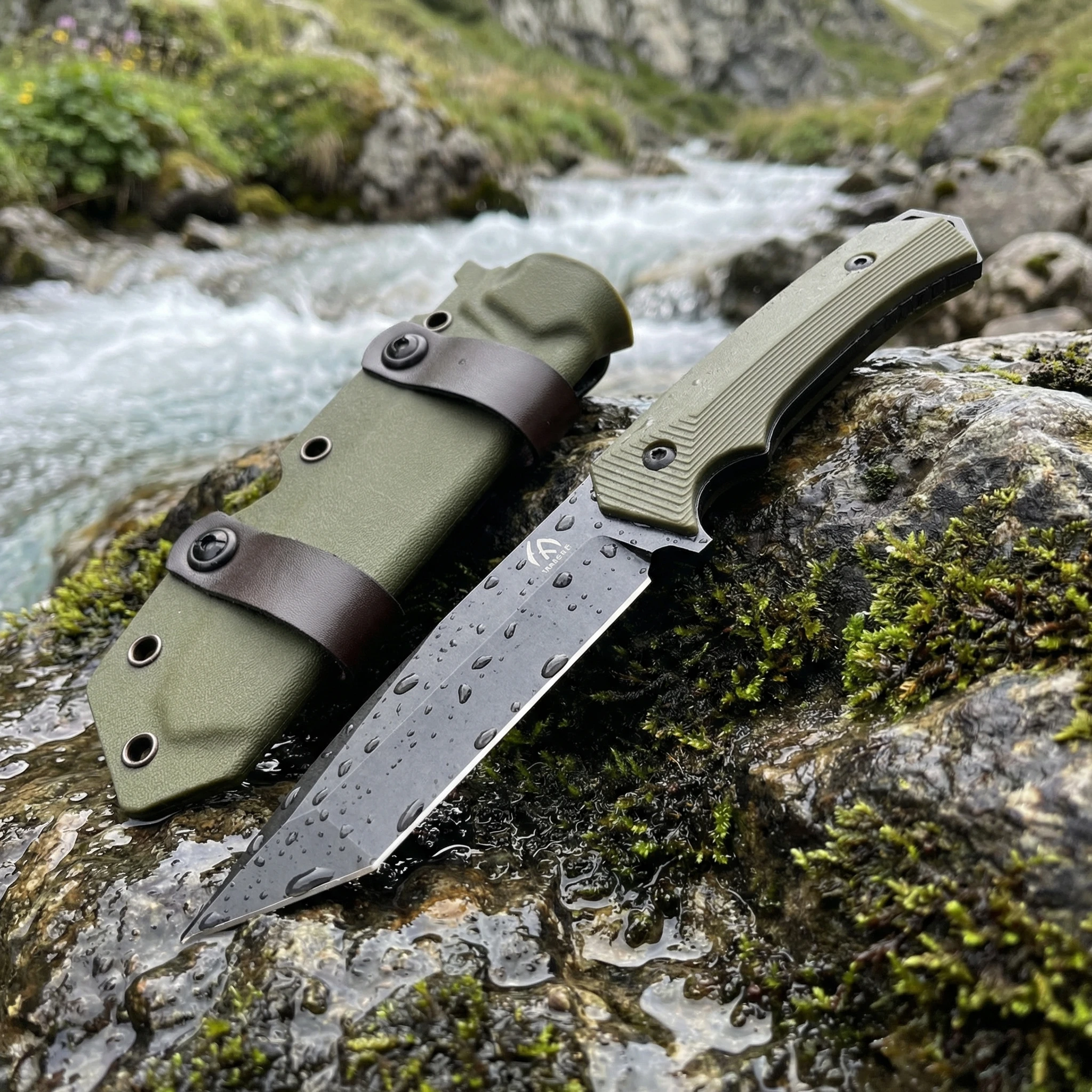Cuchillo de hoja fija táctico para exteriores con mango G10 y funda