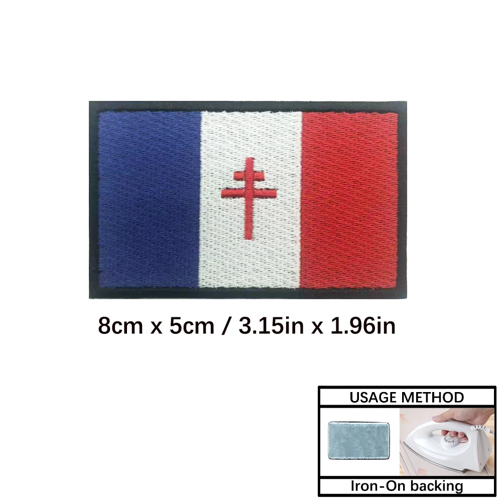 Parche bordado de Francia con Cruz de Lorena y bandera FFI - imagen 3