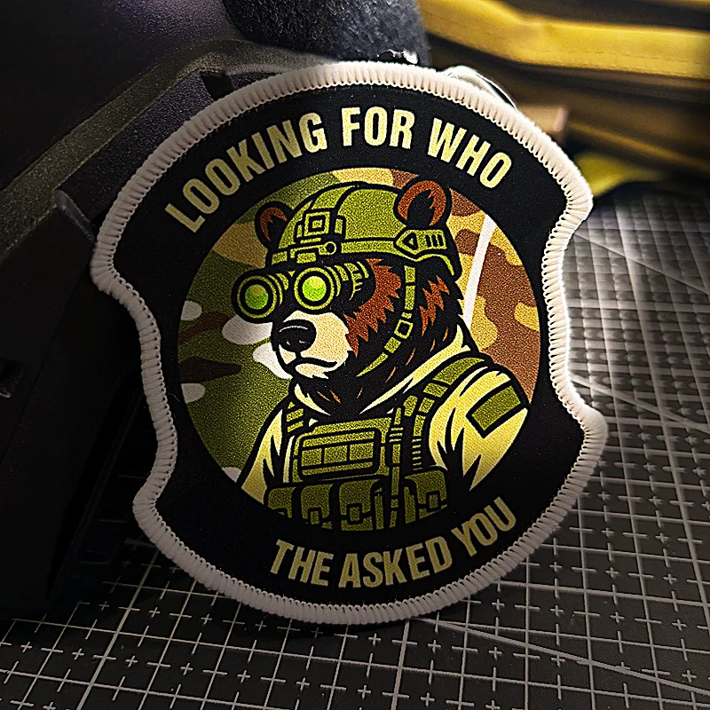 Parche táctico de oso soldado – insignia moral con velcro - imagen 4