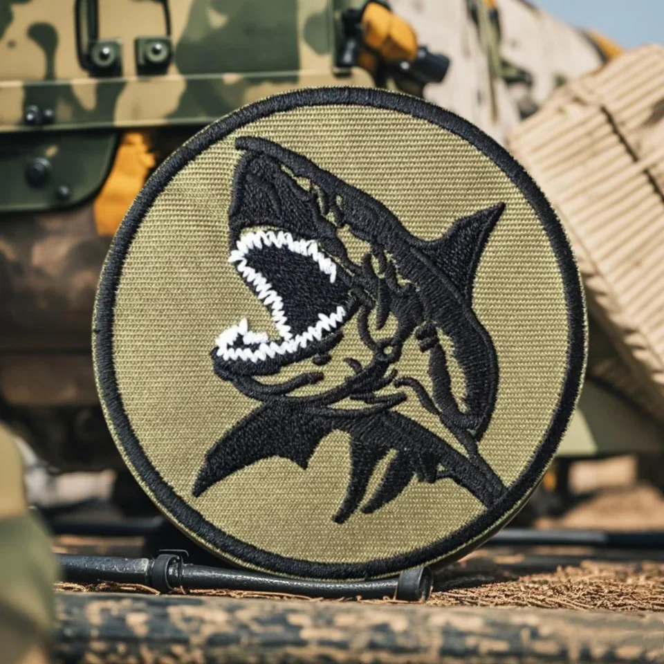Parche táctico Shark gancho y bucle bordado para mochila - imagen 3