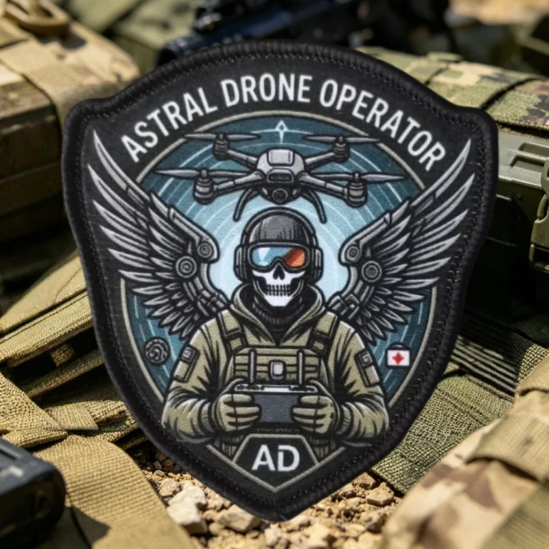Parche táctico operador de dron con calavera – Gancho y bucle - imagen 2