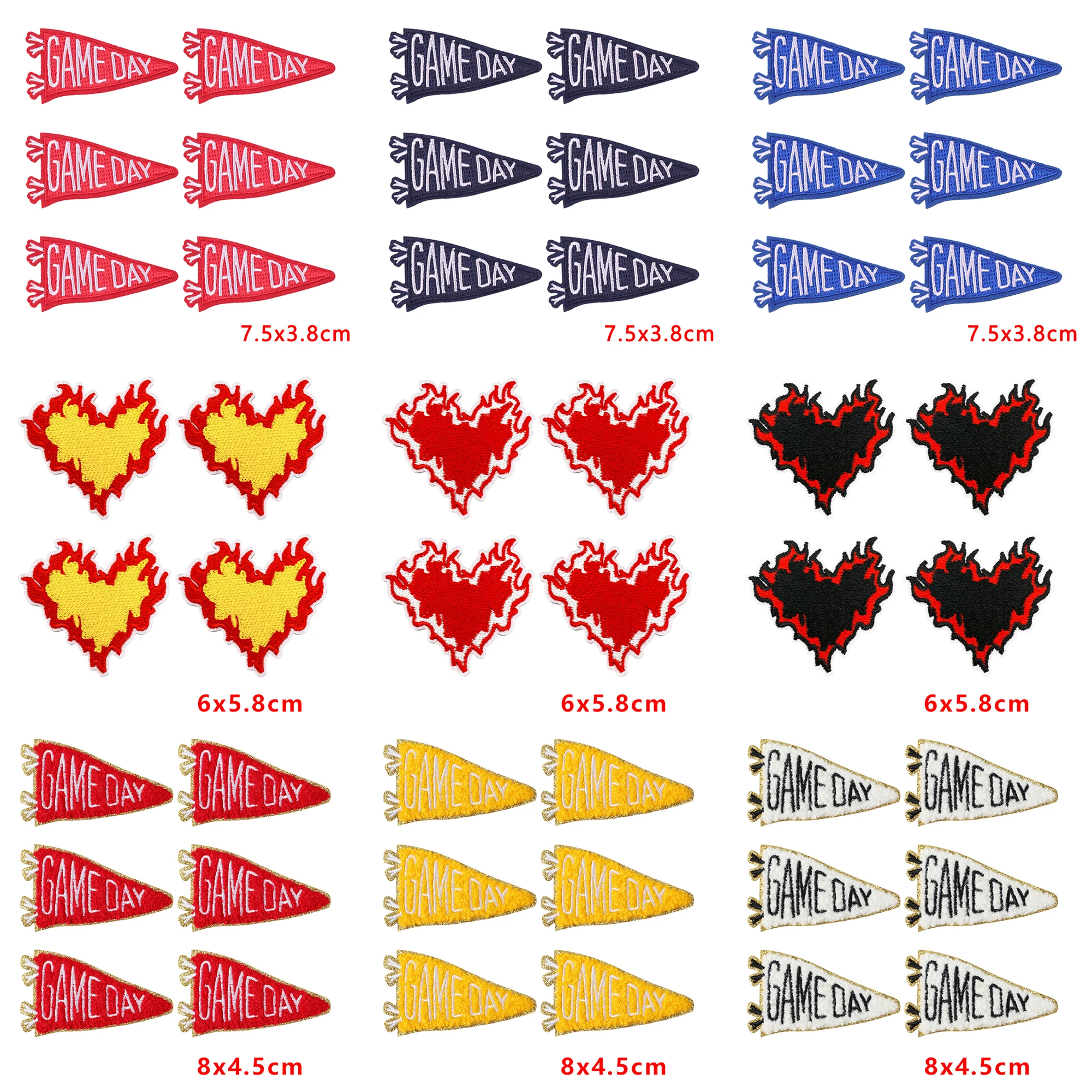 Parches termoadhesivos corazón llama y bandera – bordados ropa - imagen 4