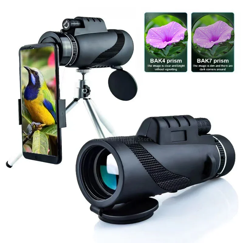 Telescopio monocular HD Bak4 de prisma con trípode y clip móvil - imagen 3