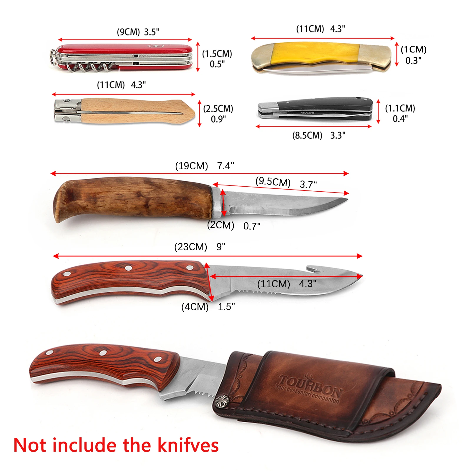 Tourbon funda cuchillo de caza cuero marrón con lazo para vaina - imagen 3