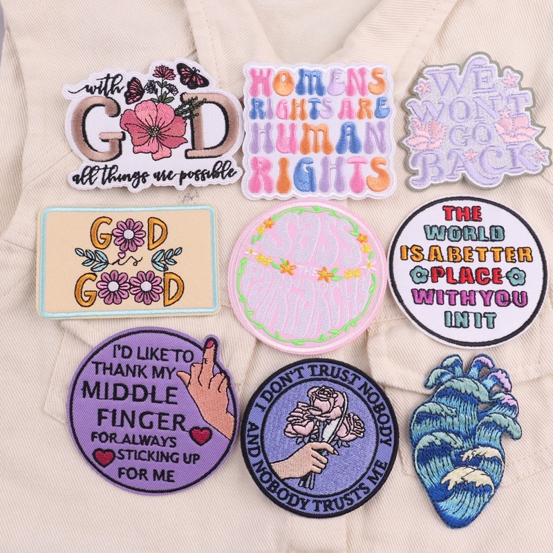 Parches termoadhesivos bordados de señales positivas para ropa - imagen 3